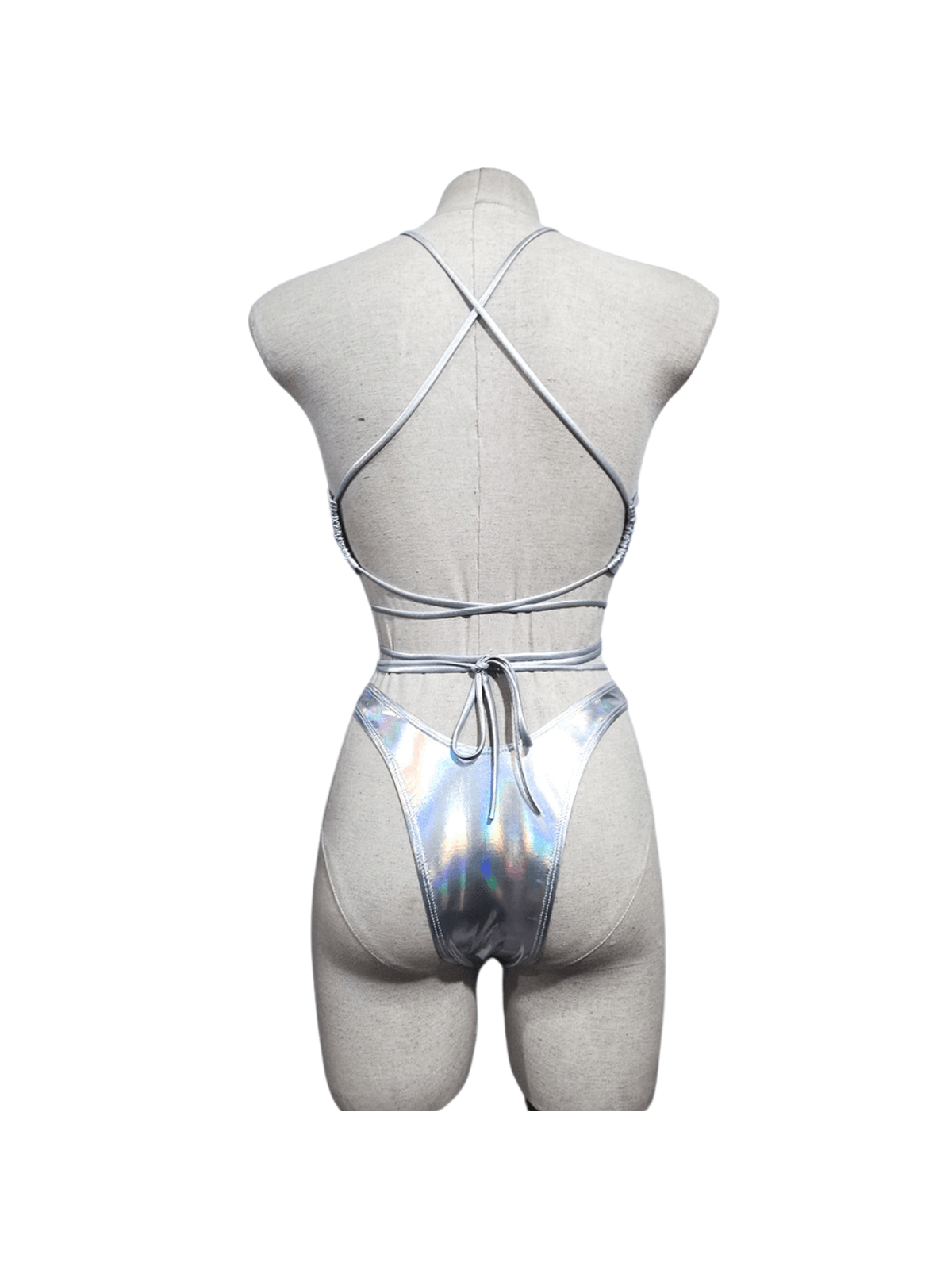 Ebenezer Lacing Metallic Bikini Two Piece Set