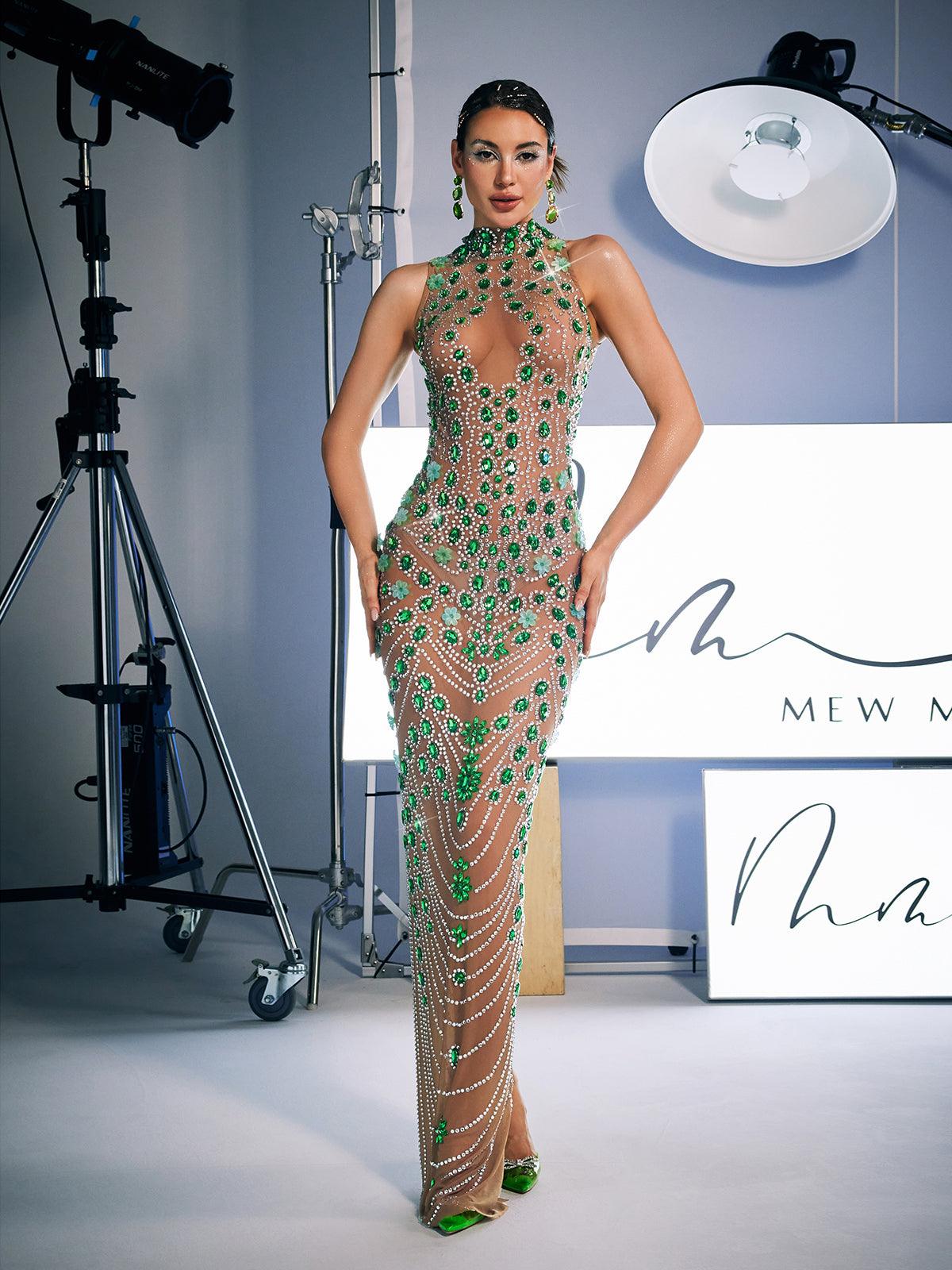 Ahava Rhinestone Embellished Maxi Dress