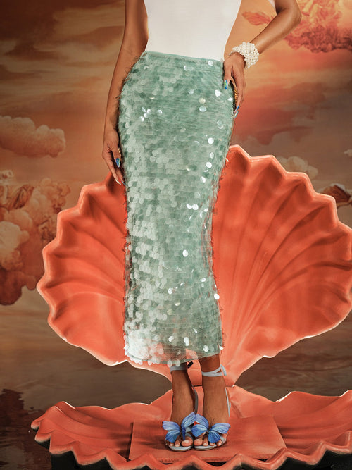 Akeem Sequin Mermaid Scale Skirt