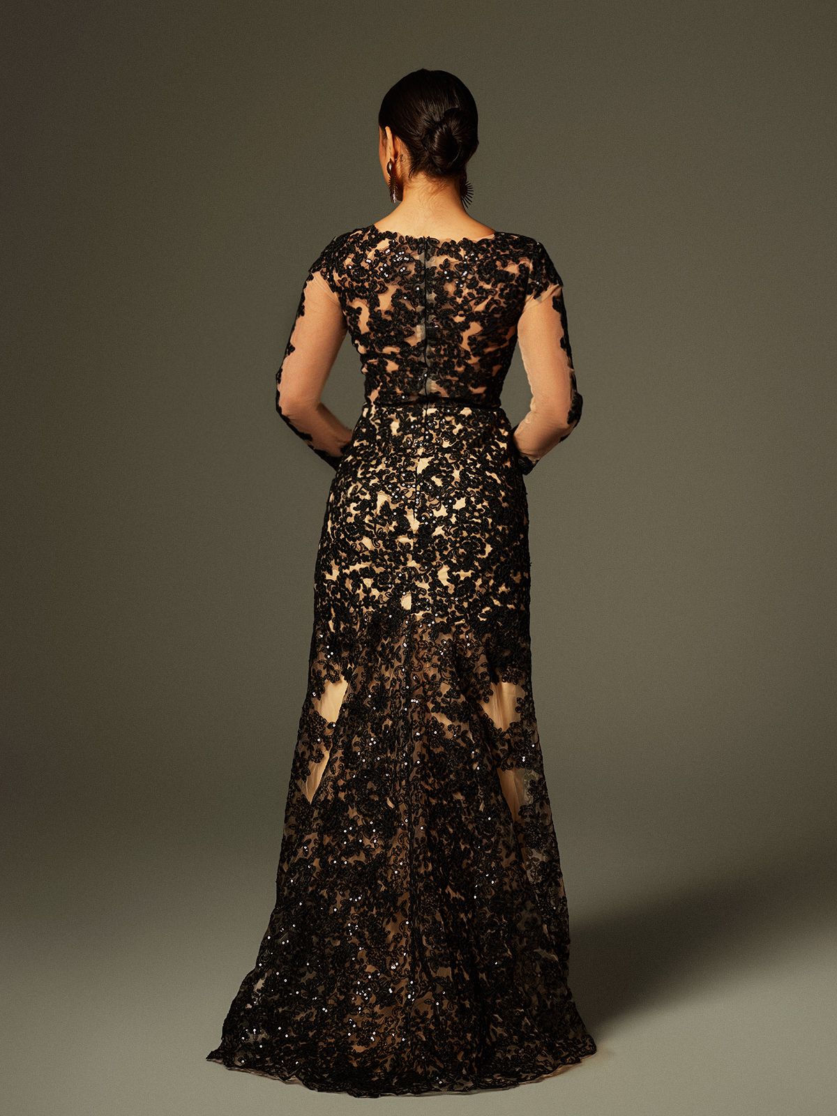 Ayesha Long Sleeve Lace Sequin Maxi Dress