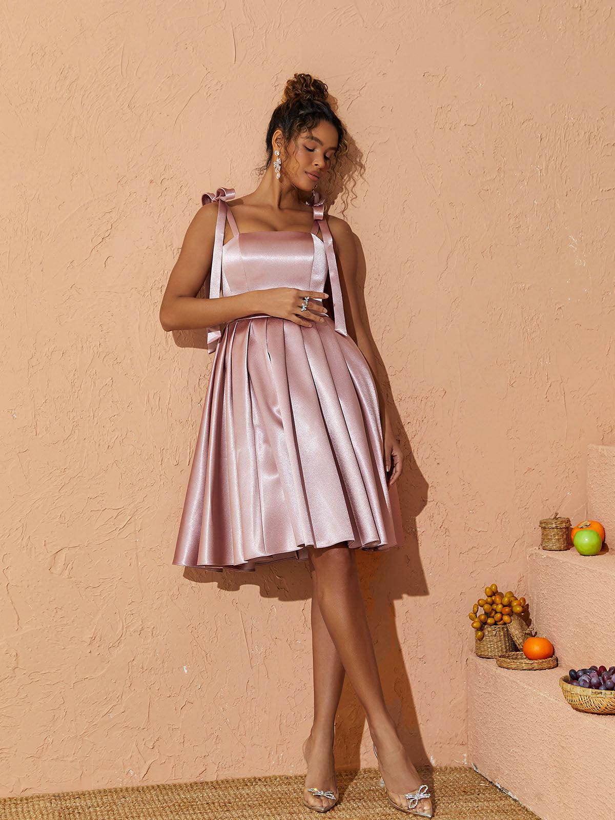 Deidra Satin Pleated Dress