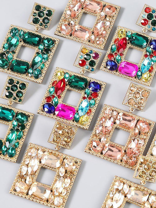 Gem Door Knocker Statement Earrings