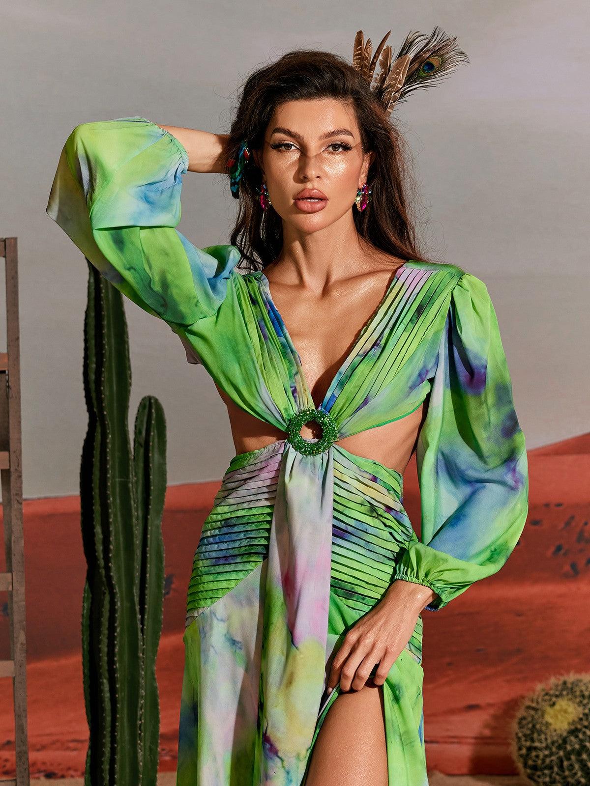 Janay Printed Cutout Maxi Dress