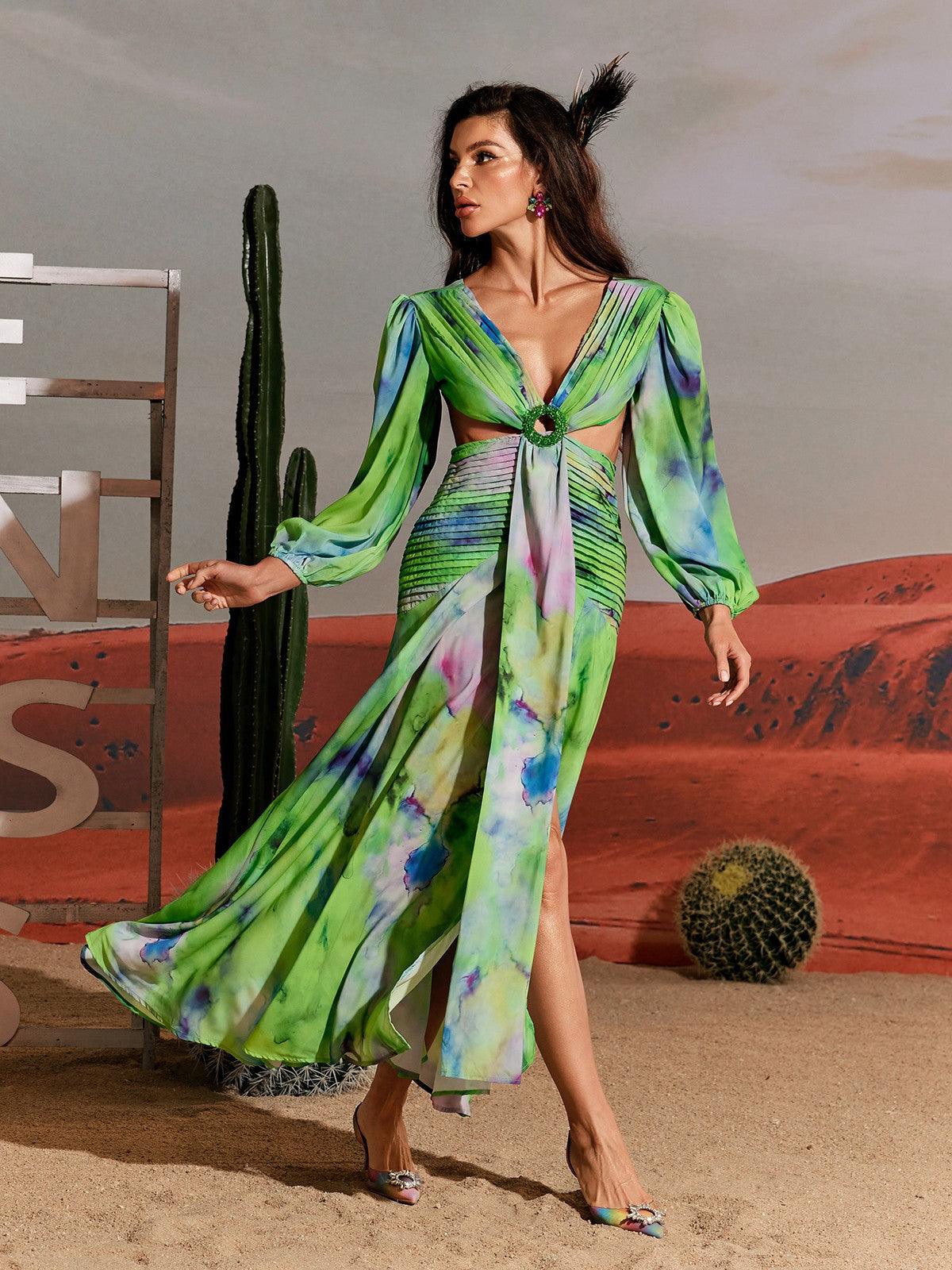 Janay Printed Cutout Maxi Dress