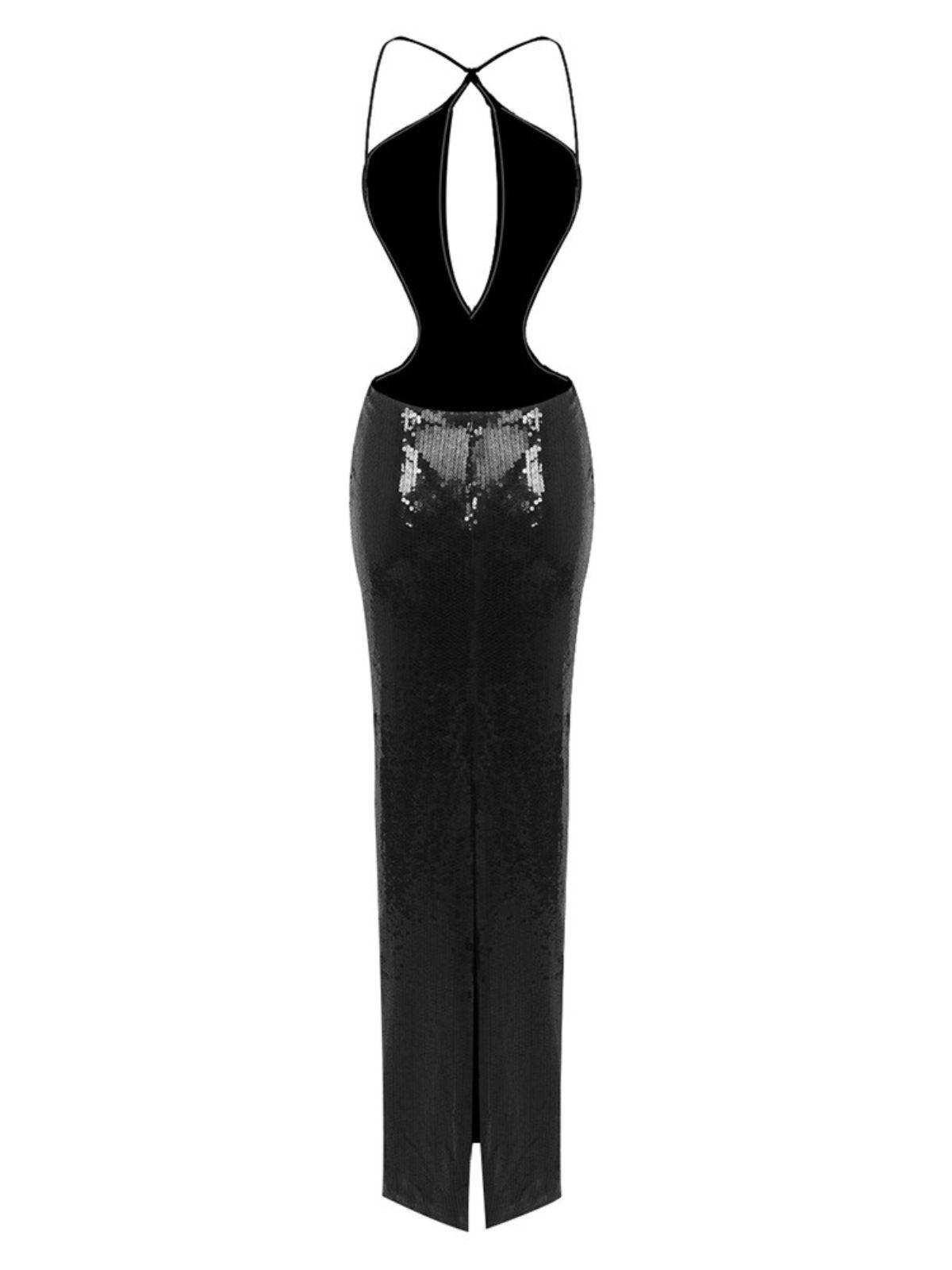 Louisa Backless Cutout Sequin Dress