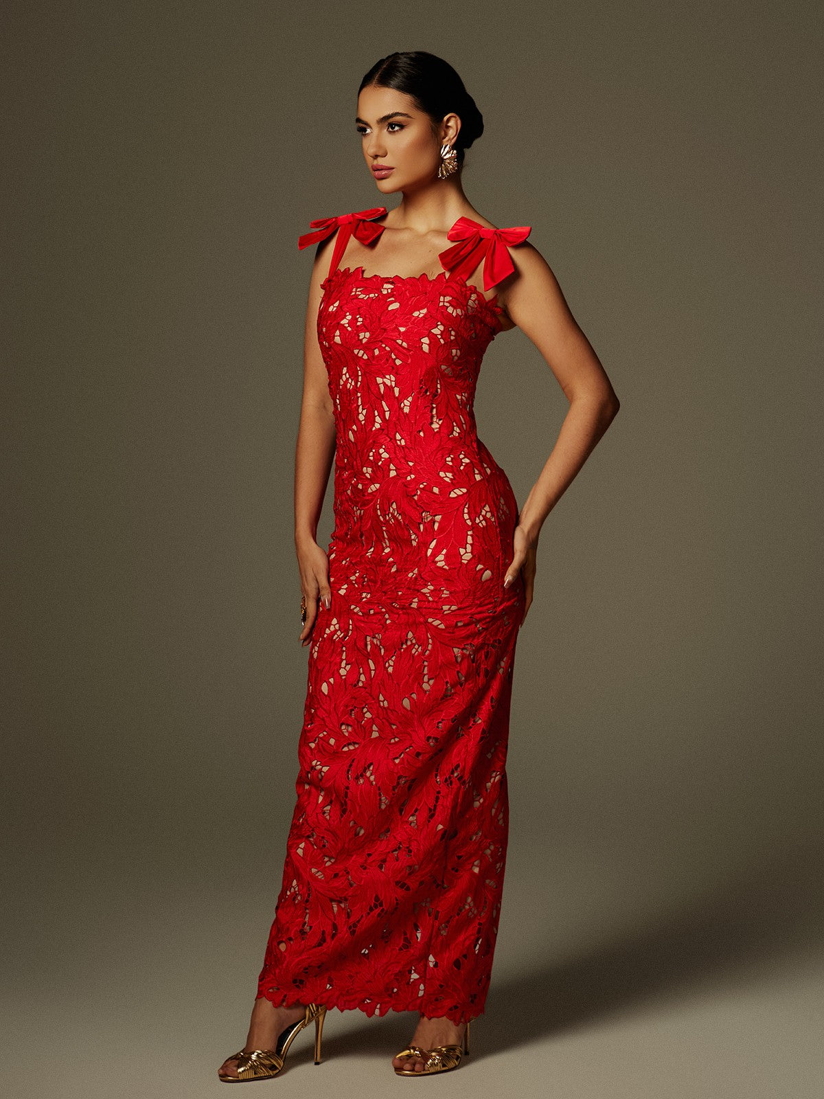 Zerrin Bow Floral Maxi Dress