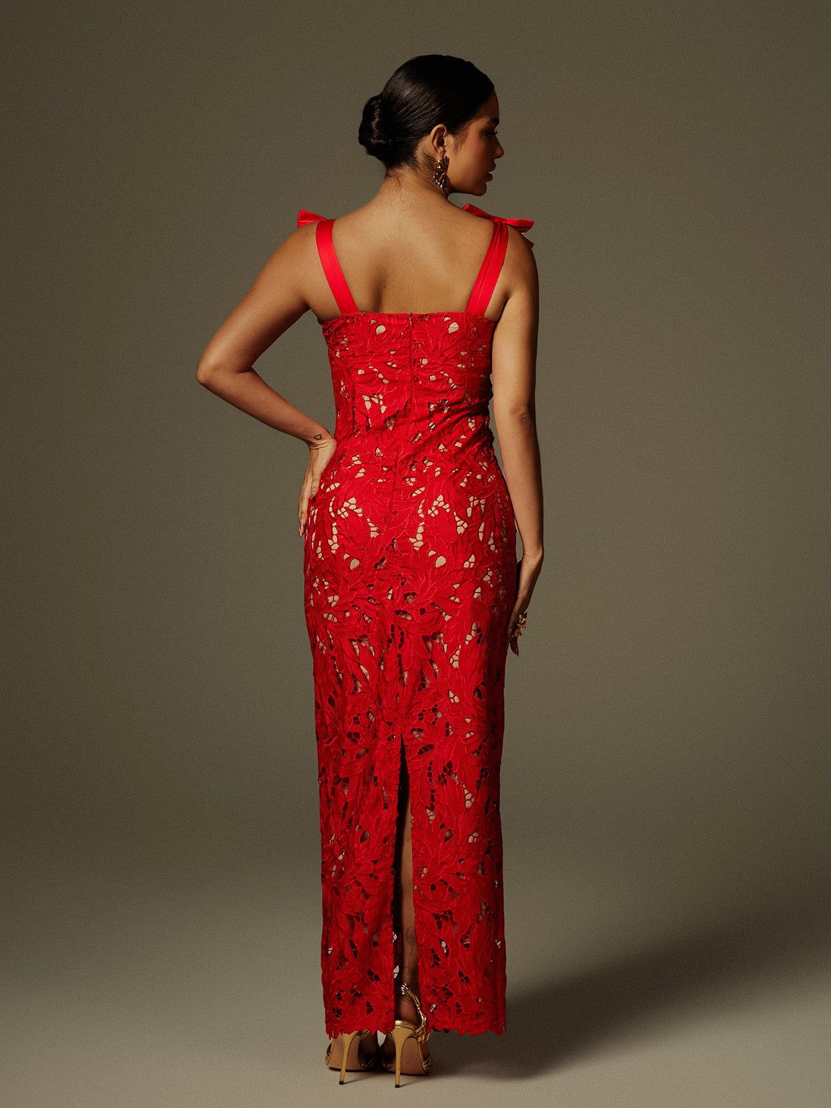 Zerrin Bow Floral Maxi Dress