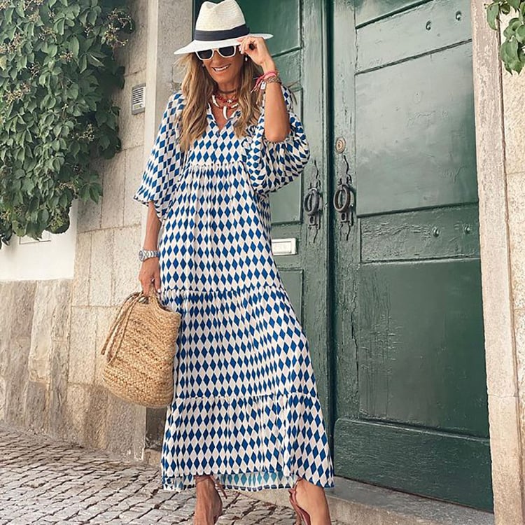 🌸Elegant Puff Sleeve Floral Boho Maxi Dress