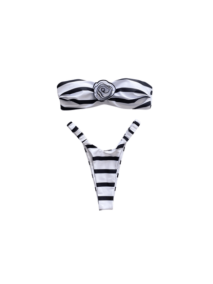 Melissa Stripe Flower Bikini Two Piece Set