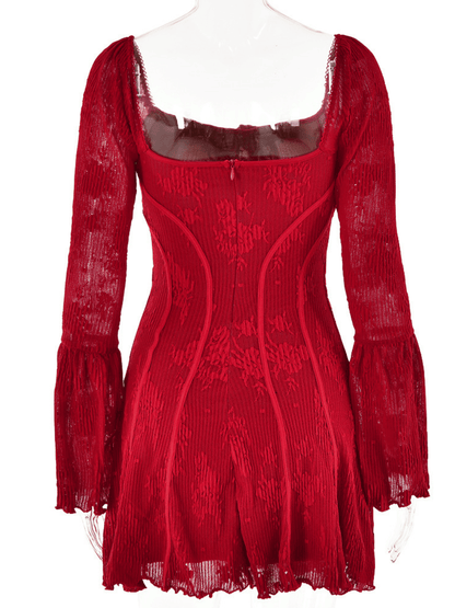 Lowell Square Neck Floral Mini Dress In Red