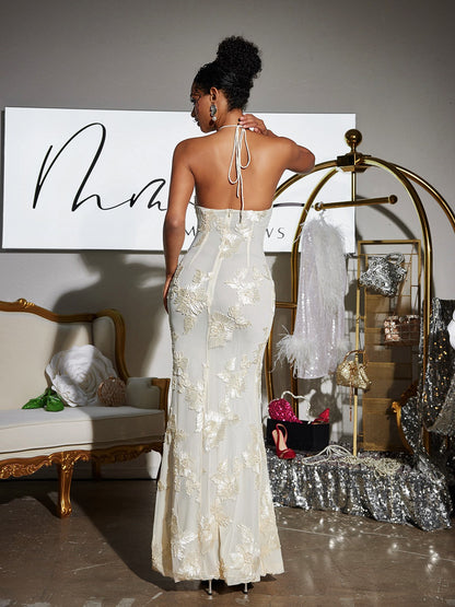 Aedin Halterneck Flower Maxi Dress