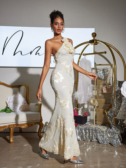 Aedin Halterneck Flower Maxi Dress