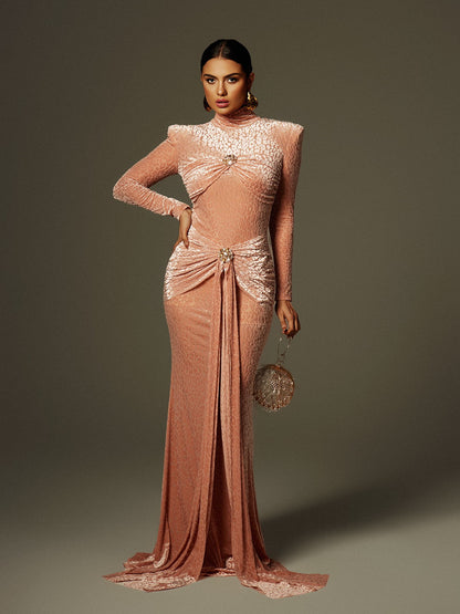 Ahuva Leopard Printed Rhinestone Maxi Dress