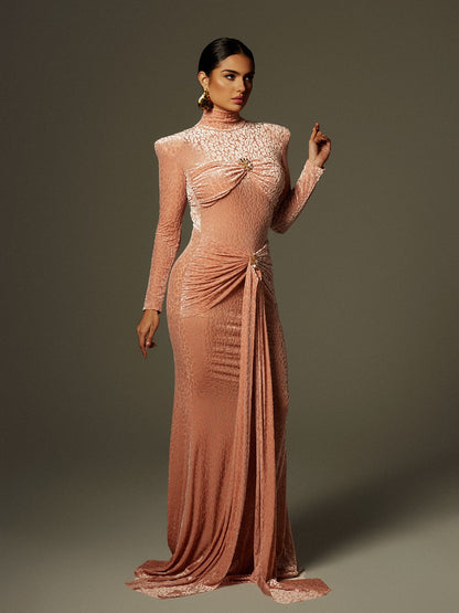 Ahuva Leopard Printed Rhinestone Maxi Dress