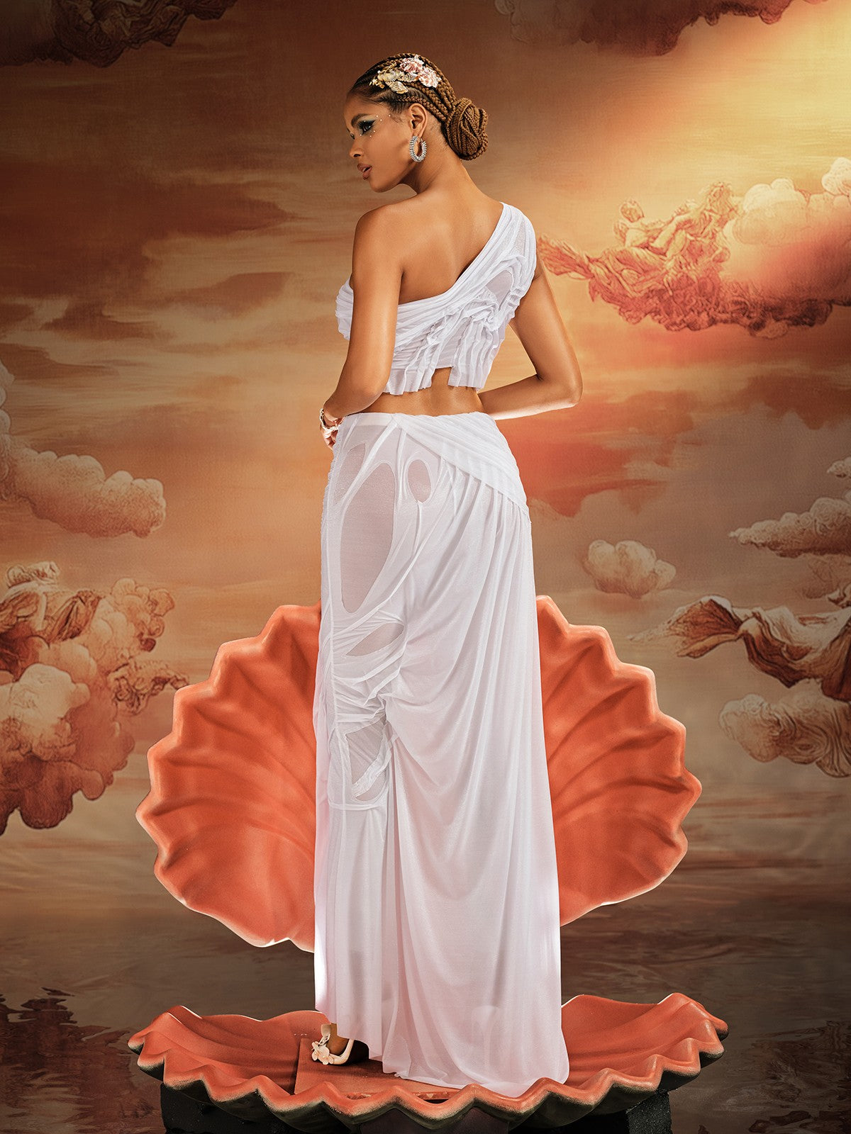 Akiye One Shoulder Ruched Skirt Set