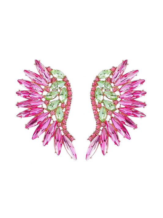 Alegria Pink Rainbow Rhinestone Earrings