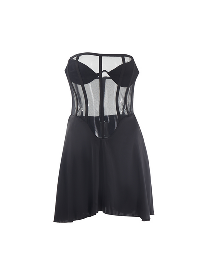 Alohi Strapless Corset Satin Mini Dress