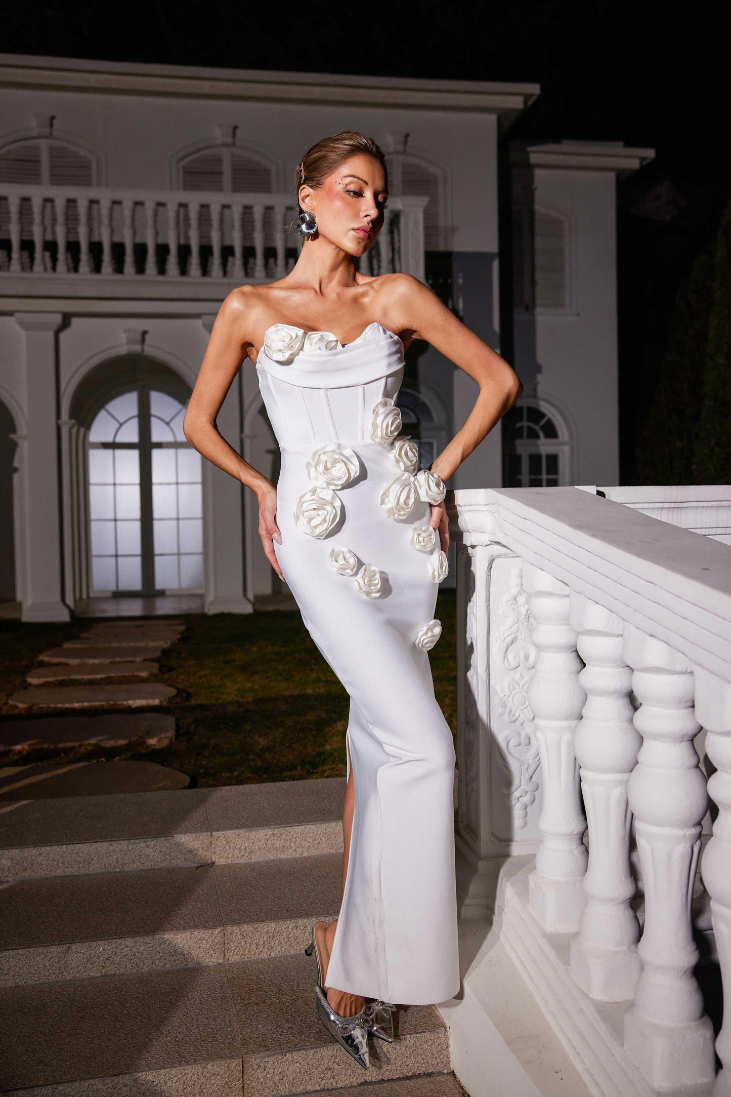 Arushi Strapless Flower Bandage Dress