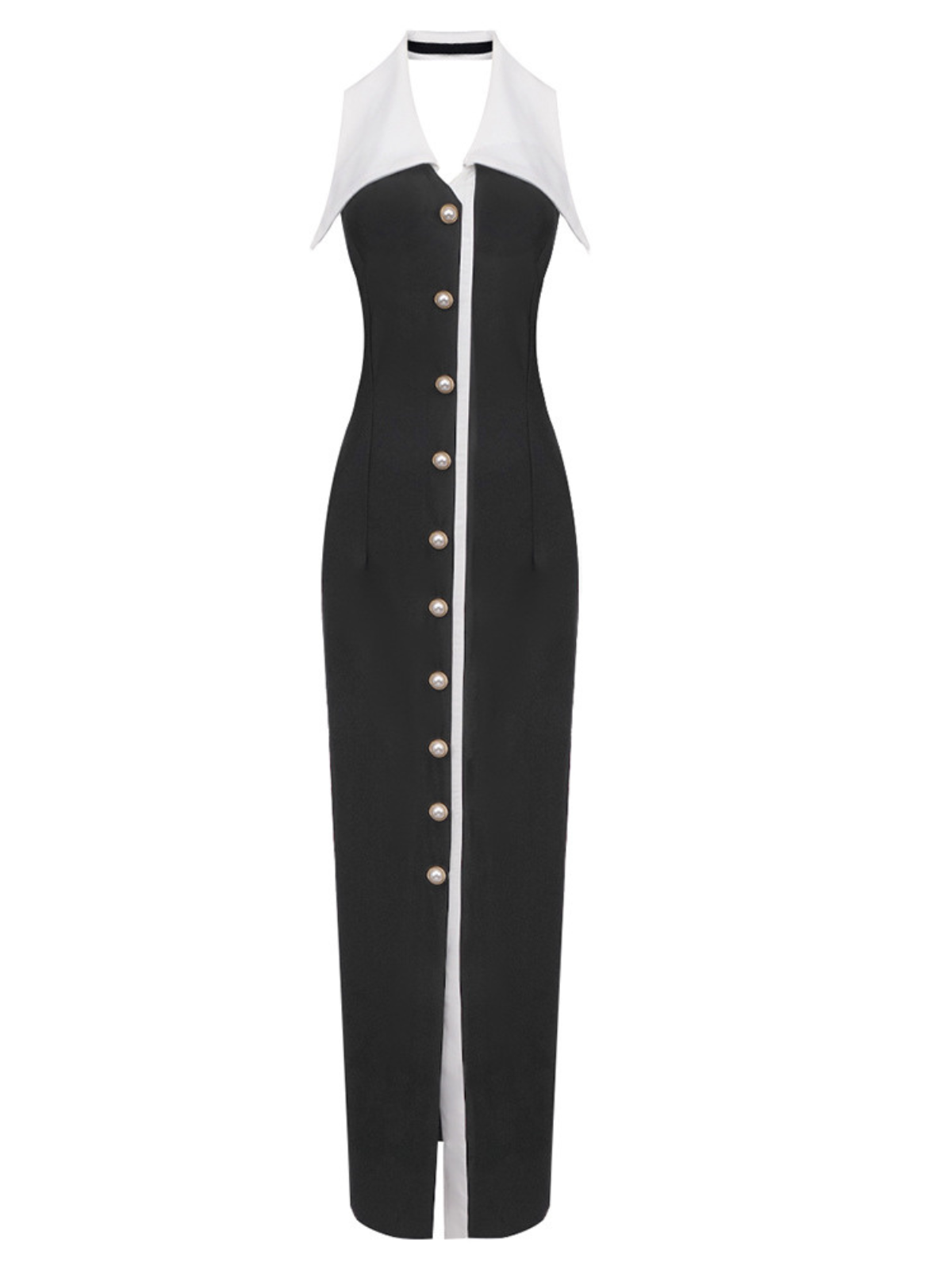 Cambrie Folded Collar Button Maxi Dress