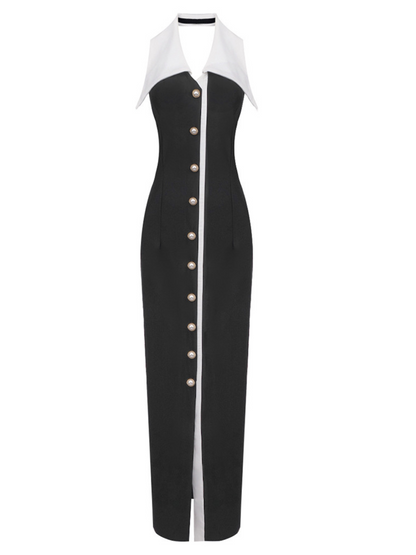Cambrie Folded Collar Button Maxi Dress