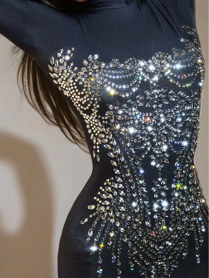 Chesten Long Sleeve Rhinestone Embellished Jumpsuit