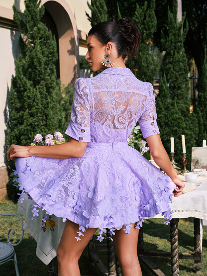 Dansby Flower Fringe Skirt Set In Lilac