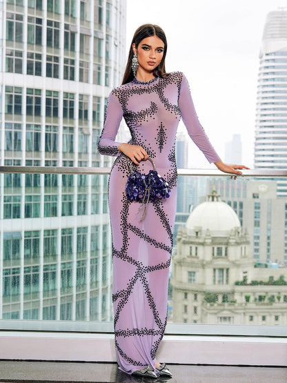 Dasani Printed Rhinestone Maxi Dress
