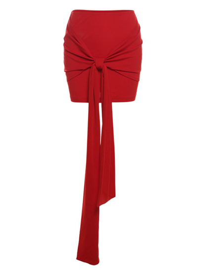 Dazara Draped Skirt In Red
