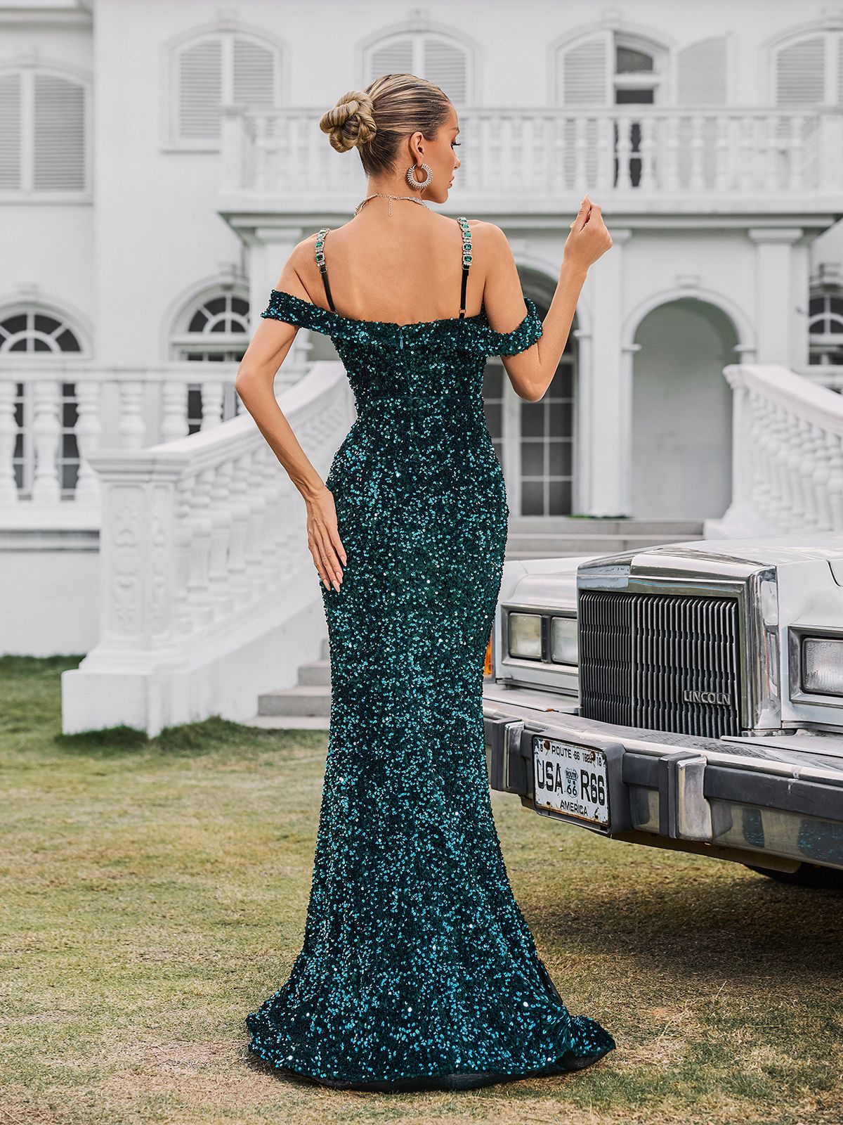 Dyvora Spaghetti Embellished Maxi Dress