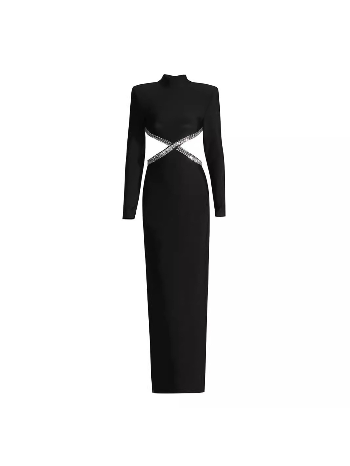 Ephai Rhinestone Cutout Bandage Dress In Black