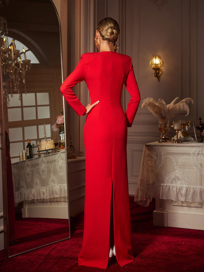 Gafnit Long Sleeve Heart Cutout Maxi Dress