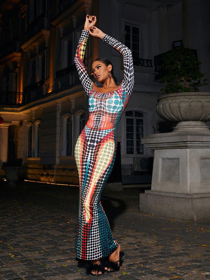 Ishi Off Shoulder Maxi Dress In Multi