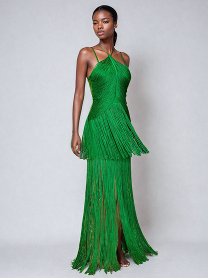 Izumi Fringe Bandage Maxi Dress