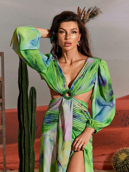 Janay Printed Cutout Maxi Dress