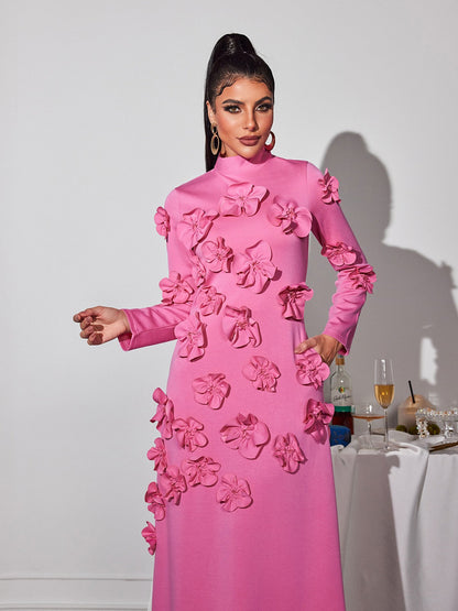 Liluri Long Sleeve Flower Maxi Dress