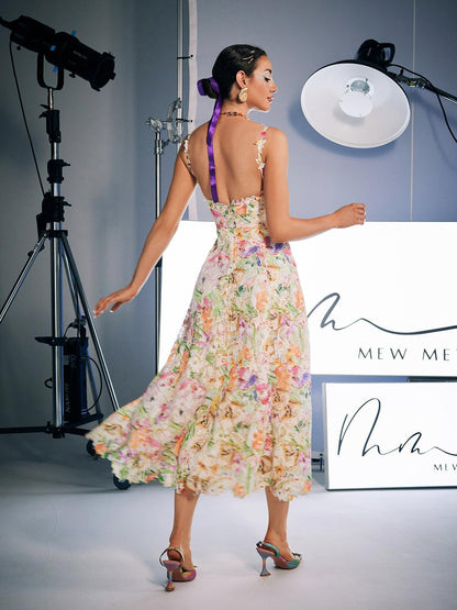 Ornan Floral Embroidered Midi Dress