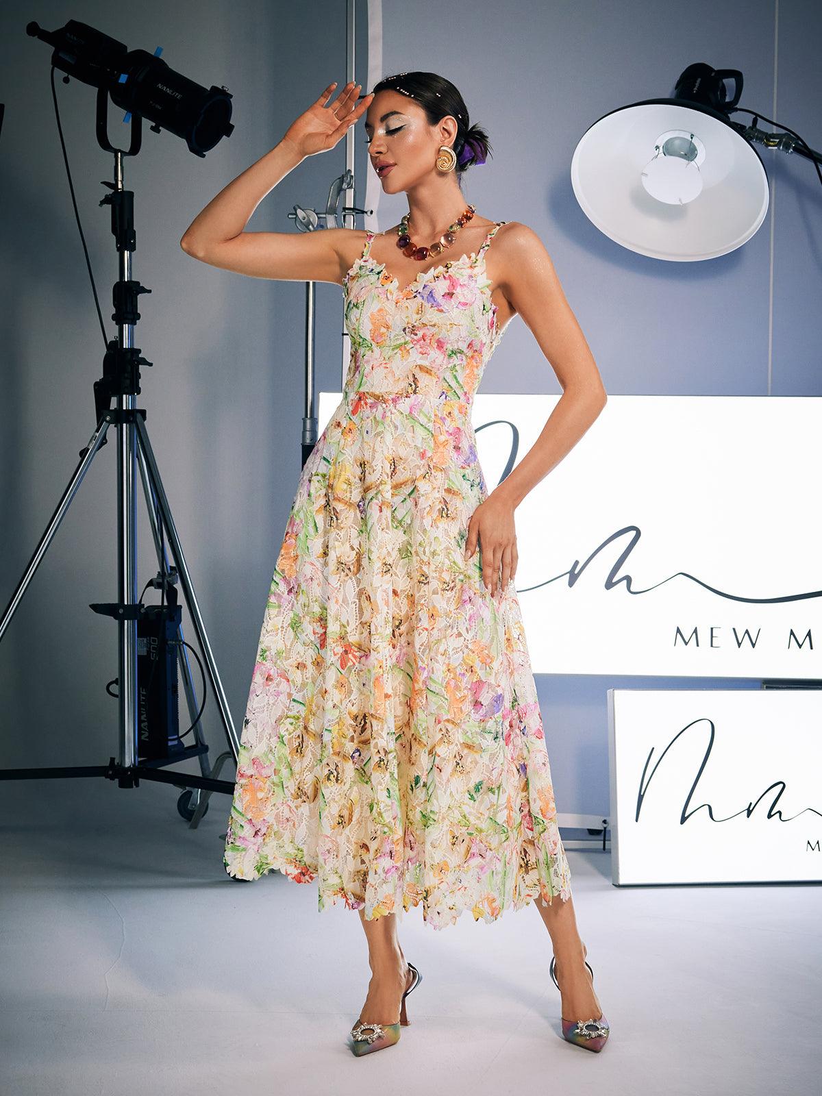 Ornan Floral Embroidered Midi Dress