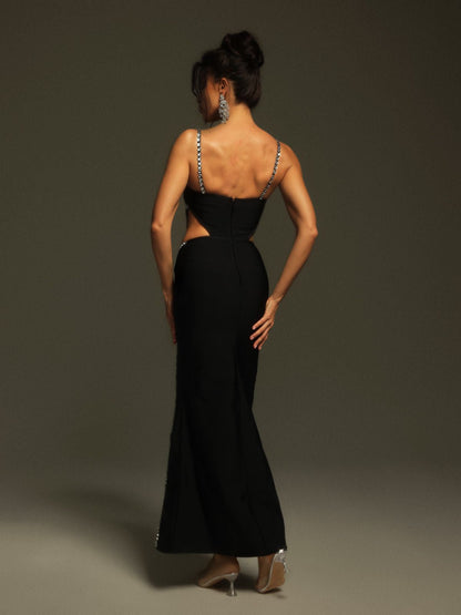 Pinedo Rhinestone Cutout Bandage Maxi Dress