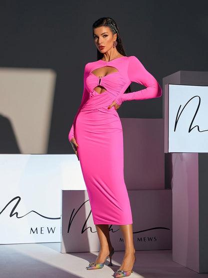 Seamus Long Sleeve Cutout Twisted Dress