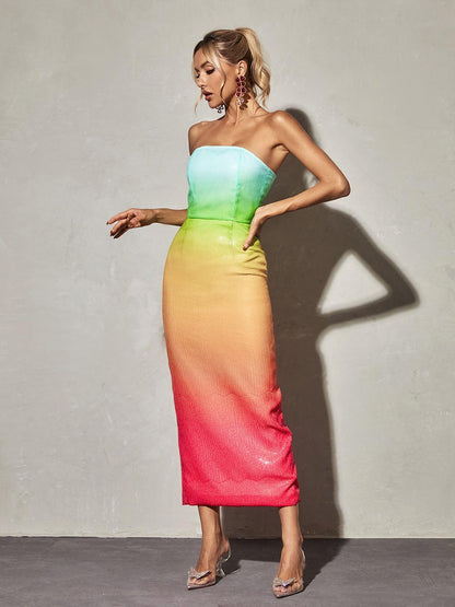 Shanti Strapless Sequin Ombre Maxi Dress