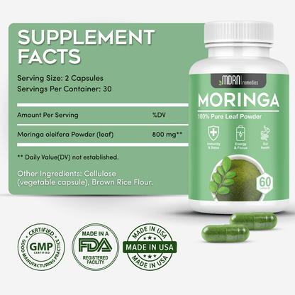 Pure Moringa Powder Capsules